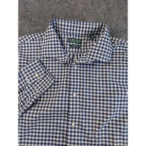 Lauren Ralph Lauren Shirt Mens XL Blue Plaid‎ Gingham Button Up Stretch Long Slv